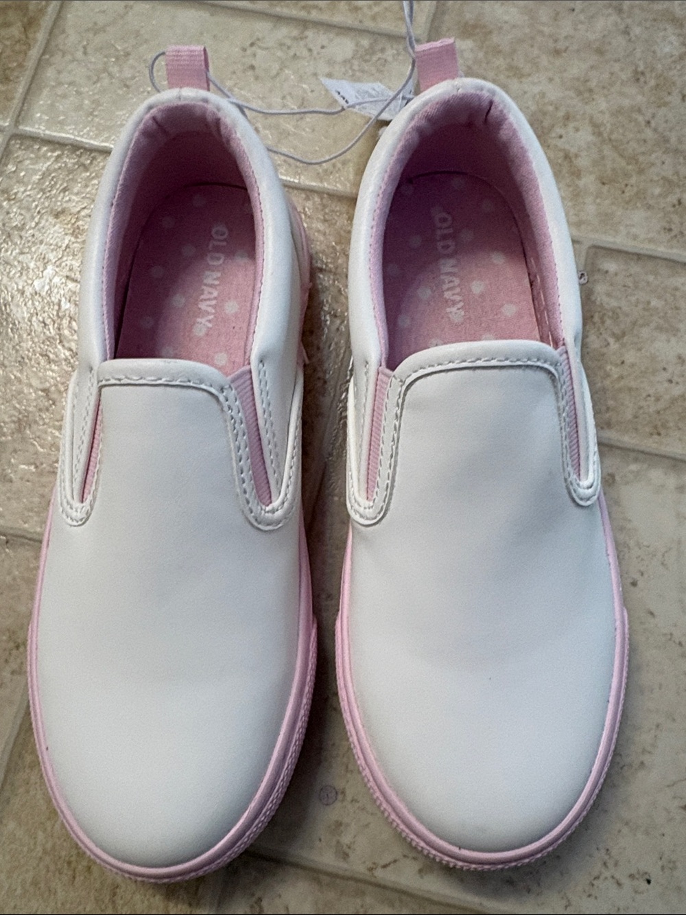 Old Navy White and Pink Girls Slip-On Sneakers